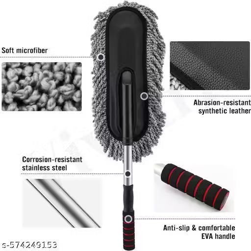 Microfiber Flexible Duster with Expandable Handle – Car & Home Cleaning Brush (Dry/Wet Use)