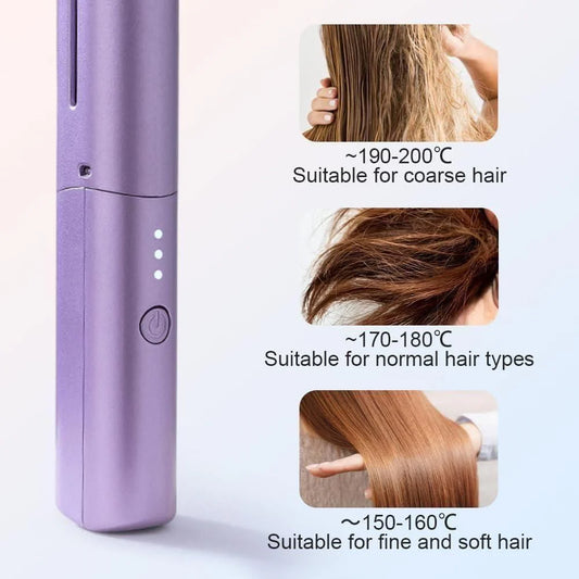 Portable Mini Cordless Hair Straightener β Rechargeable, Adjustable & Travel-Friendly