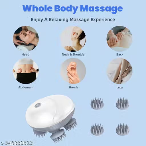 Electric Scalp Massager with 4 Removable Claws – Rechargeable Waterproof Head & Full-Body Massager (Multi Color)