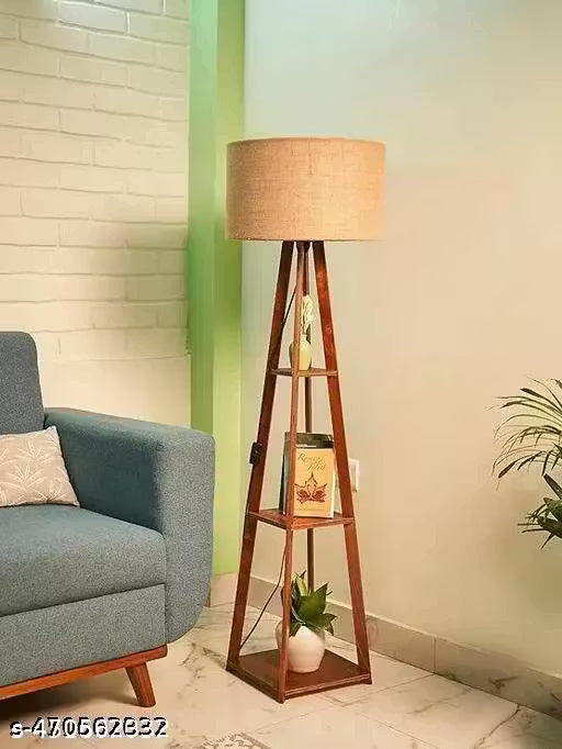 Floor Lamp with Shelf – Classic Brown Incandescent Floor Light for Living Room, Bedroom &amp; Office (Pack of 1)