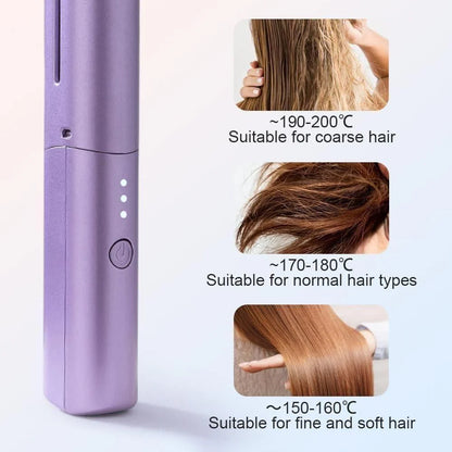 Portable Mini Cordless Hair Straightener – Rechargeable, Adjustable &amp; Travel-Friendly