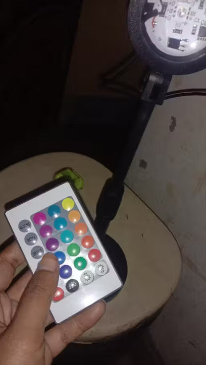 Sunset Lamp Projector – 16 Color LED Rainbow Night Light with Remote (360° Rotation)