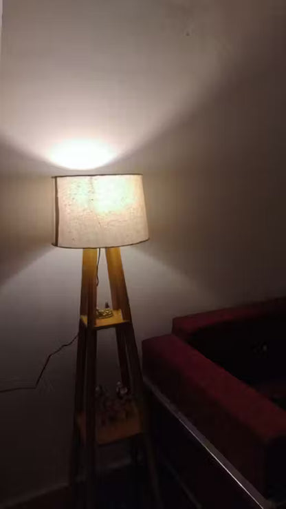 Floor Lamp with Shelf – Classic Brown Incandescent Floor Light for Living Room, Bedroom &amp; Office (Pack of 1)