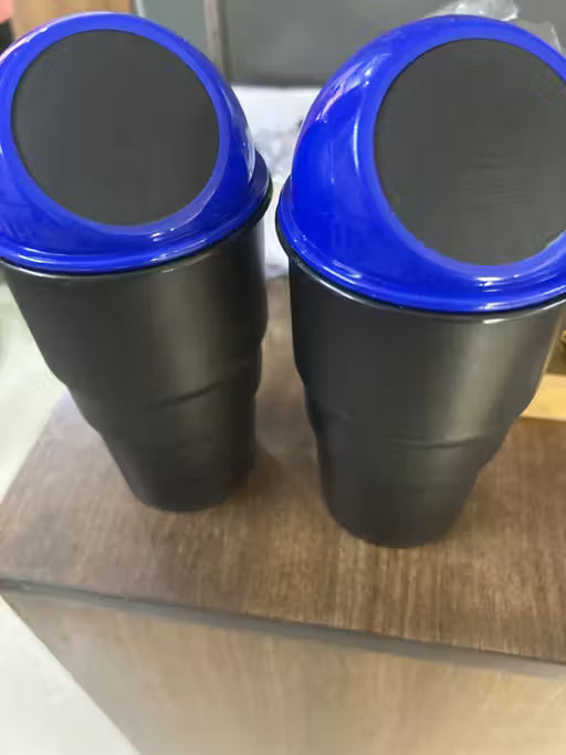 Plastic Mini Car Trash Bin – 2 Pc Set (Manual-Lift Lid)