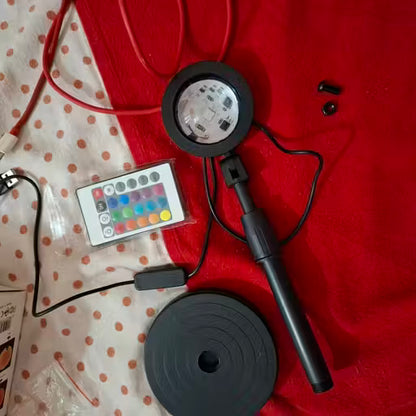 Sunset Lamp Projector – 16 Color LED Rainbow Night Light with Remote (360° Rotation)