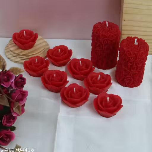 🕯️ 100% Pure Soy Wax Rose Scented Candles | Red Floating Rose &amp; Pillar Candle