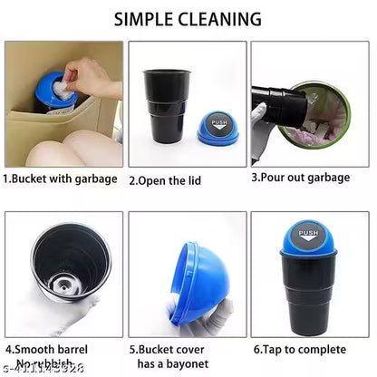 Plastic Mini Car Trash Bin – 2 Pc Set (Manual-Lift Lid)