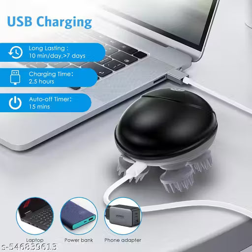 Electric Scalp Massager with 4 Removable Claws – Rechargeable Waterproof Head &amp; Full-Body Massager (Multi Color)