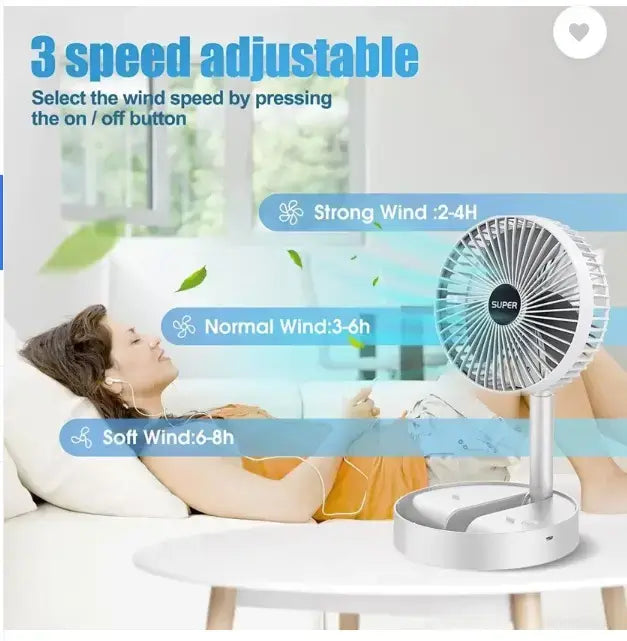 Powerful Rechargeable Table Fan – High-Speed Cooling Anywhere