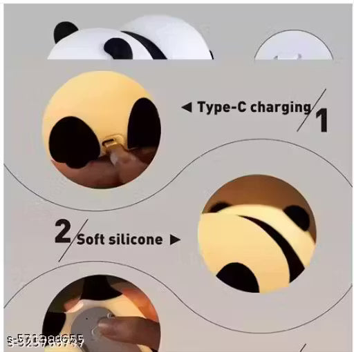 Rechargeable Panda Night Light for Kids – 7-Color LED Changing Lamp (Soft BPA-Free, Multicolour)