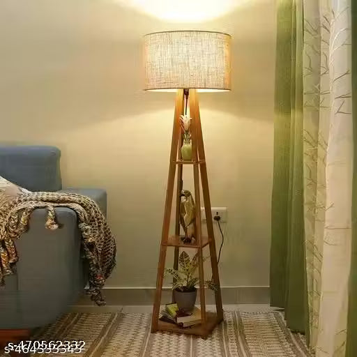 Floor Lamp with Shelf – Classic Brown Incandescent Floor Light for Living Room, Bedroom &amp; Office (Pack of 1)